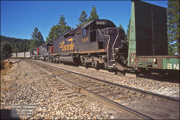 DRGW 5405 mid-train helpers - Towle - August 18, 1995